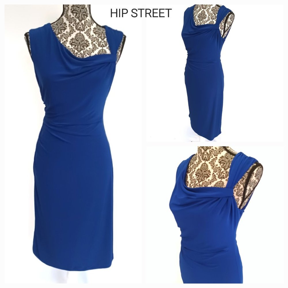 RONNI NICOLE Dress Sleeveless Goddess Drape and Ruche Stretch Dress 10